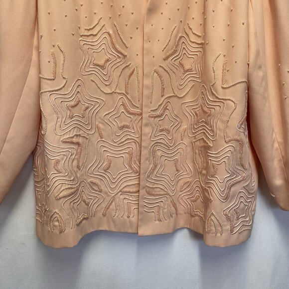 DONNA VINCI Embroidered Beaded Embellishment 2pc Lined Skirt Suit Women 22 Peach - Picture 14 of 16